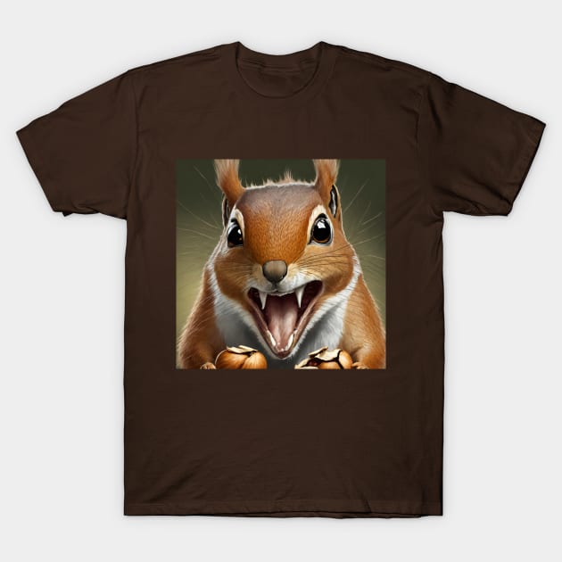 Surprised squirrel with nuts illustration T-Shirt by KOTYA